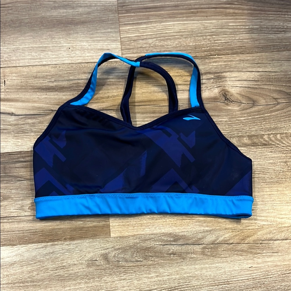 Brooks Blue Racerback Sports Bra for Intense Workouts